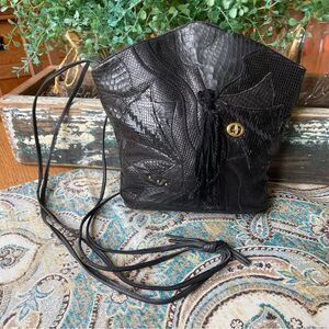 Carlo Fiori Italy Vintage Snakeskin Patchwork Leather Crossbody Bag